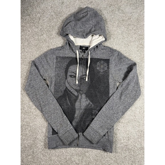 Obey Tops - Obey Women's Grey Full-Zip Hoodie with Graphic Print – Size S (US 6)
